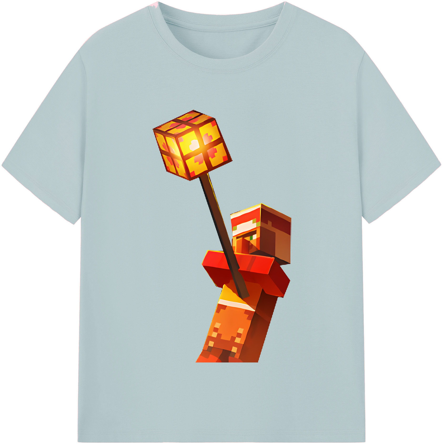 （画像用） マインクラフト ブロックの世界 Minecraft MC Block world 綿100％半袖Tシャツ（フロントプリント）